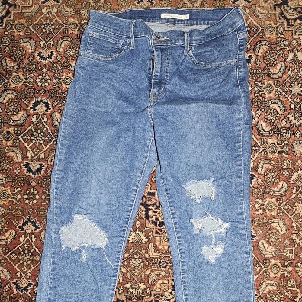 Levi's 720 High Rise Super Skinny Light Distressed Stretch Jeans Size 31